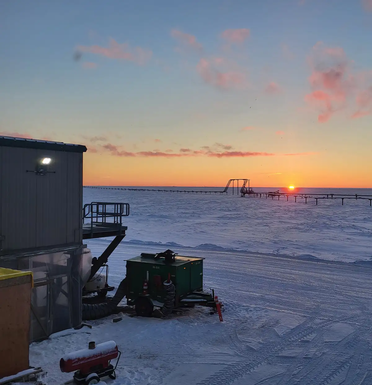 dawn rising over the Mustang Southern Miluveach Unit connection to the Alpine Pipeline System