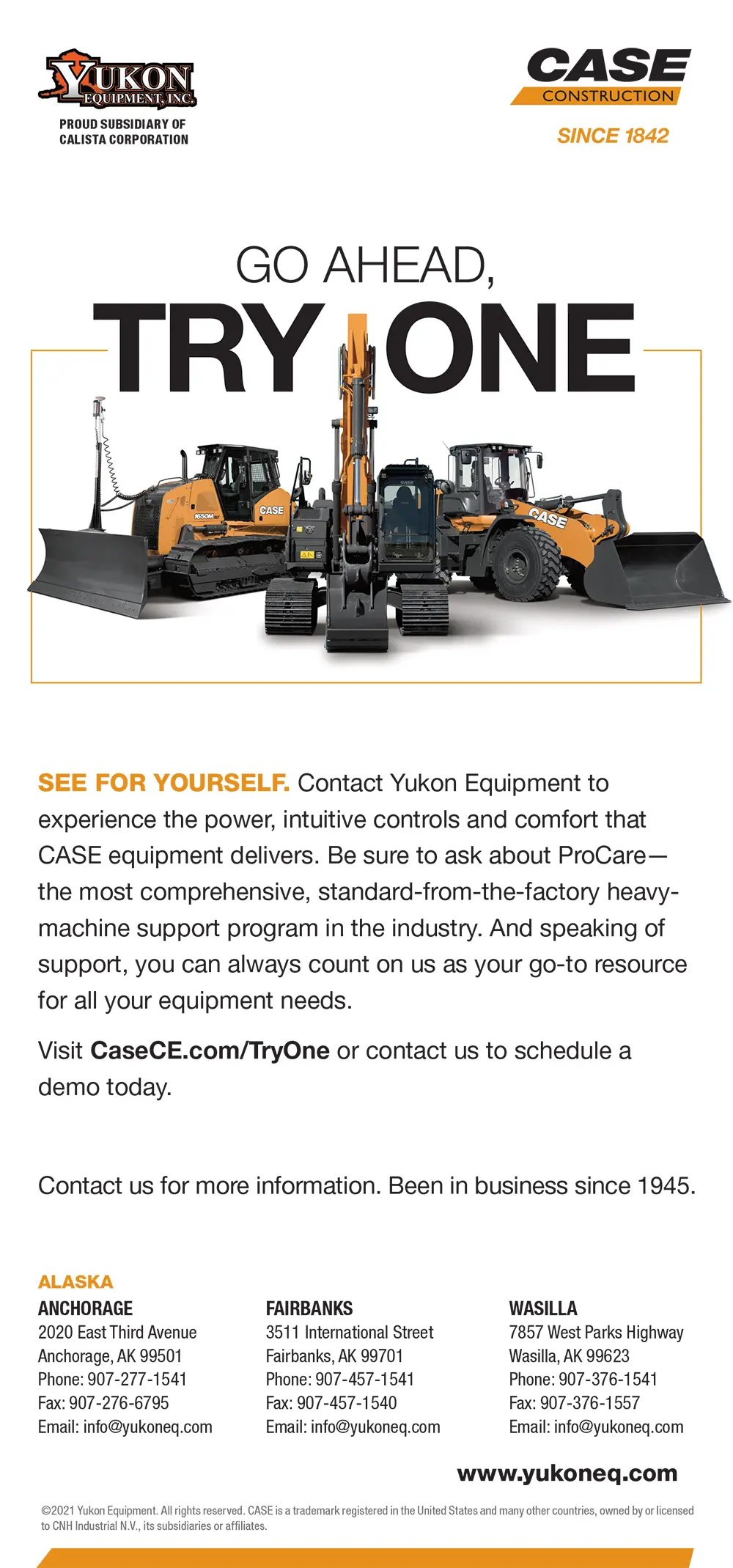 Yukon Equipment Inc. Advertisement