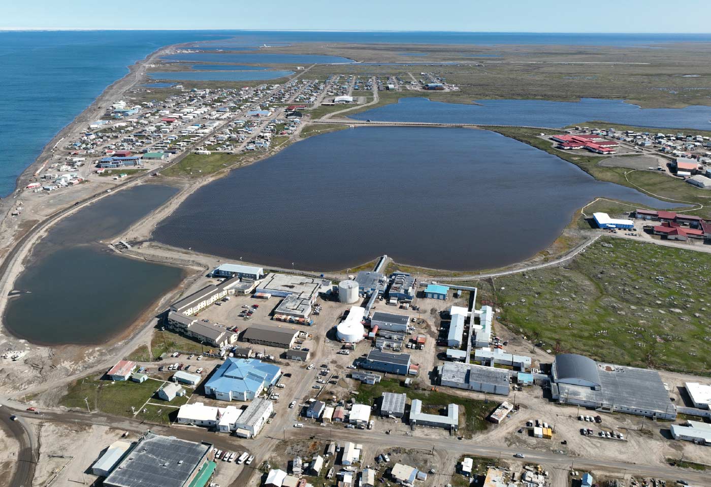 aerial view of Browerville town center and protected wetlands
