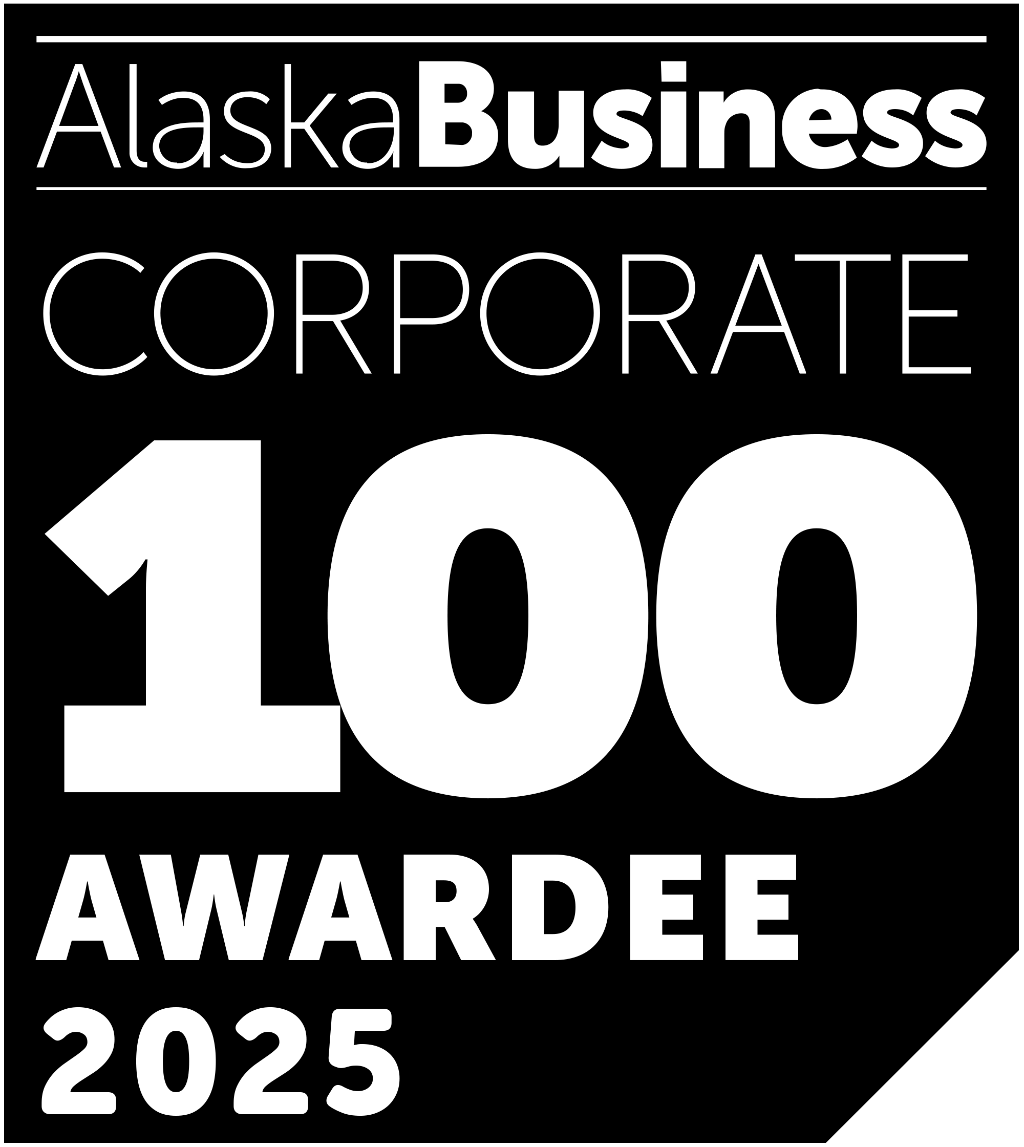 AlaskaBusiness Corporate 100 Awardee 2025 badge emblem logo