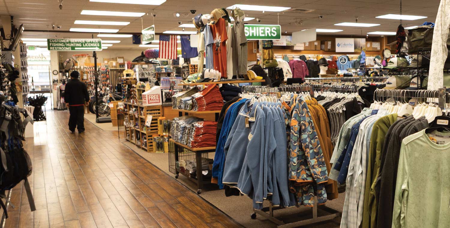 interior view of a Tongass Trading Company featuring clothes and other items