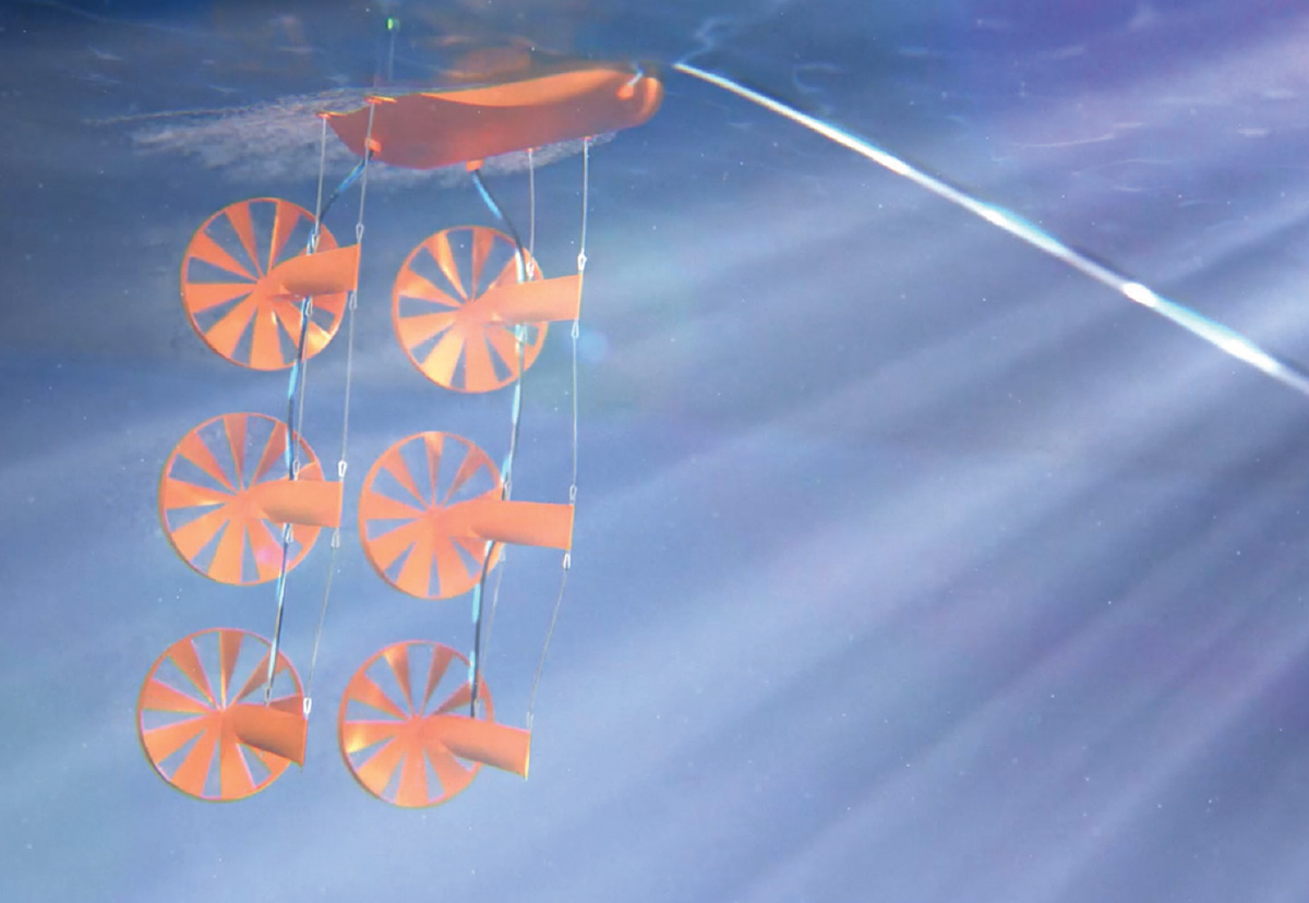 orange underwater windmills