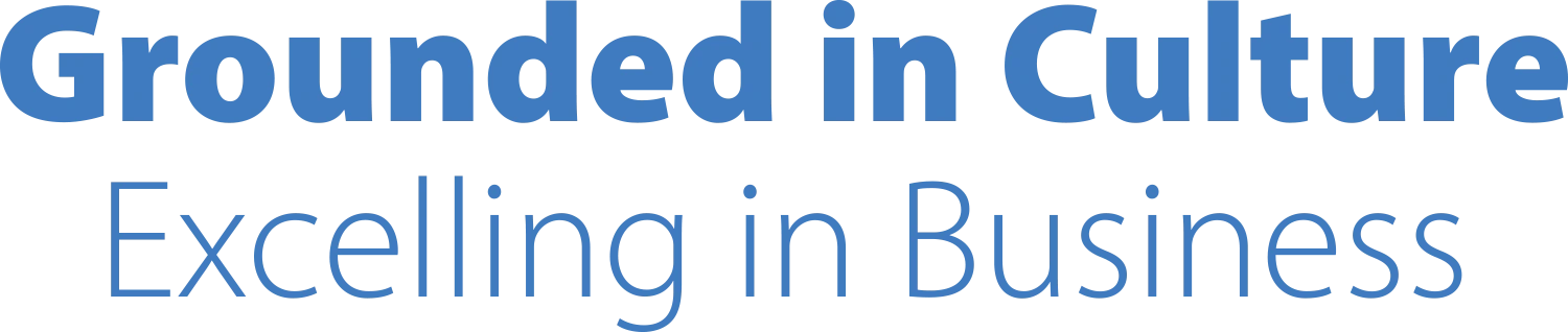 Grounded in Culture Excelling in Business typography