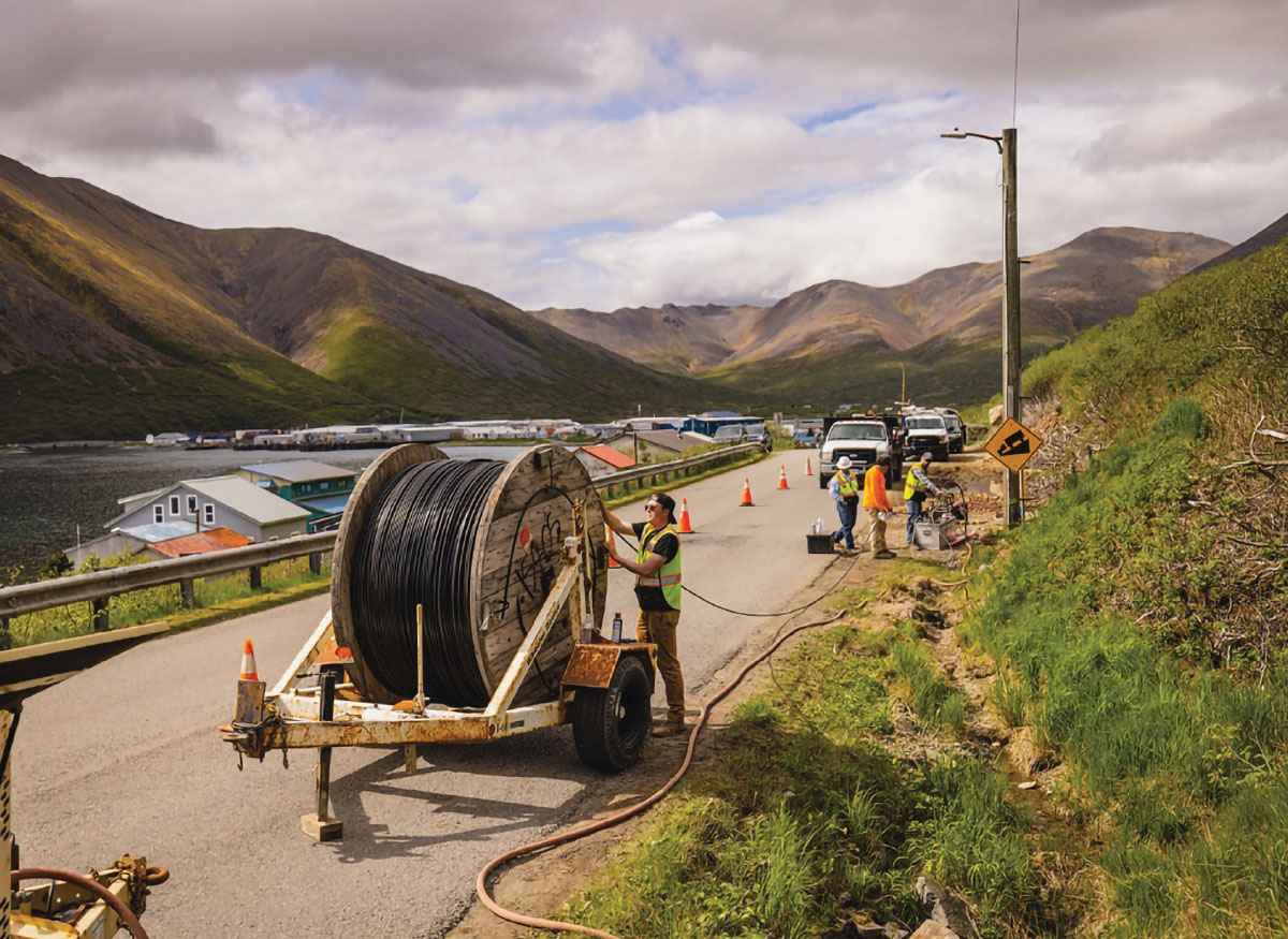 GCI crew deploying fiber to King Cove