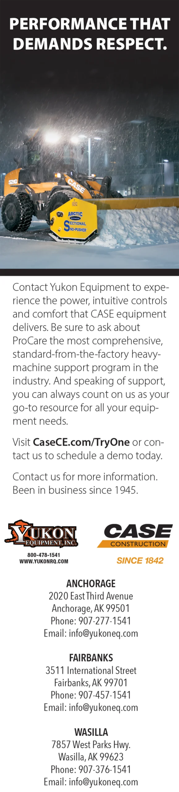 Yukon Equipment Inc. Advertisement