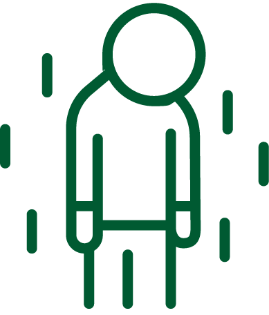 Simple line icon of a standing person with vertical lines around them, suggesting stress, isolation, or distress.