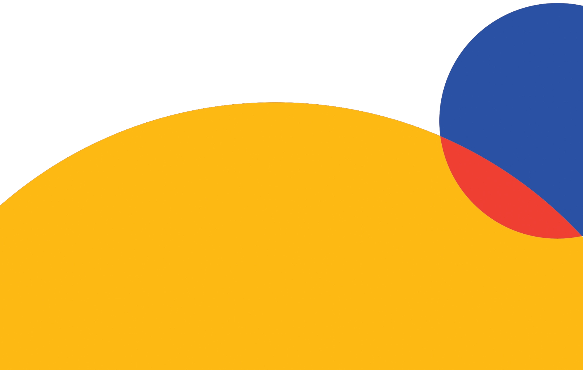 A graphic with a yellow curved background, a blue circle at the top right, and a red segment where they overlap.