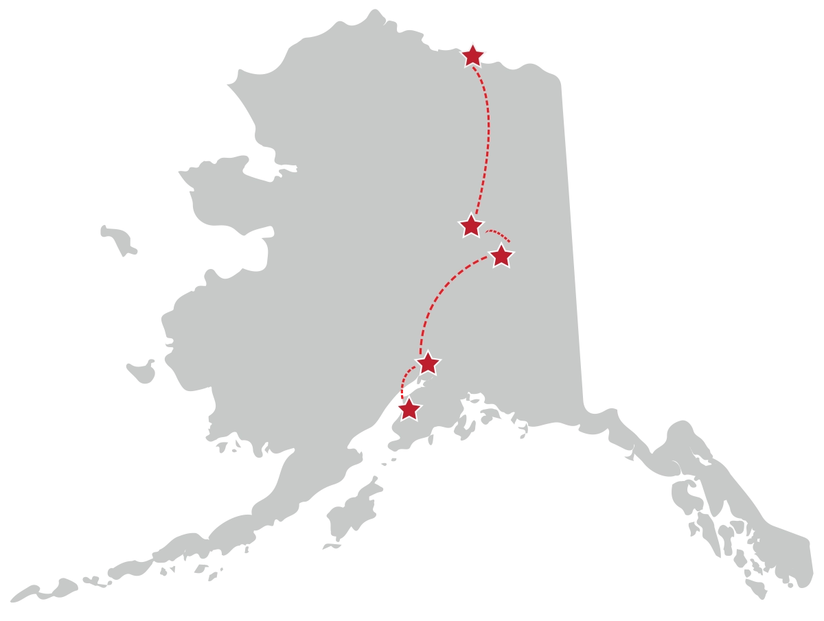 map of Alaska with marked location 