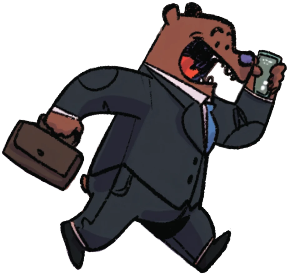 illustration of bear on phone