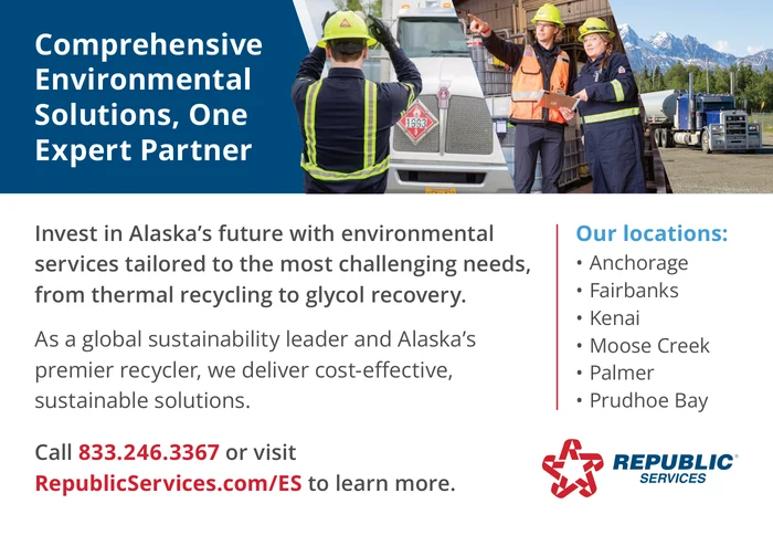 Republic Services advertisement promoting environmental solutions for Alaska businesses.