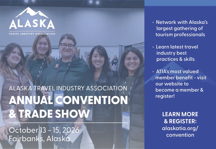 Alaska Travel Industry Association advertisement promoting its annual convention and trade show in Fairbanks.