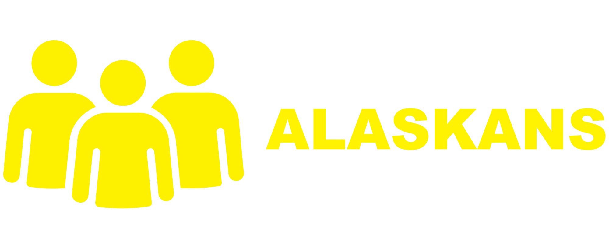 Yellow icon of three people silhouettes next to bold text reading "800+ Alaskans employed at peak season".