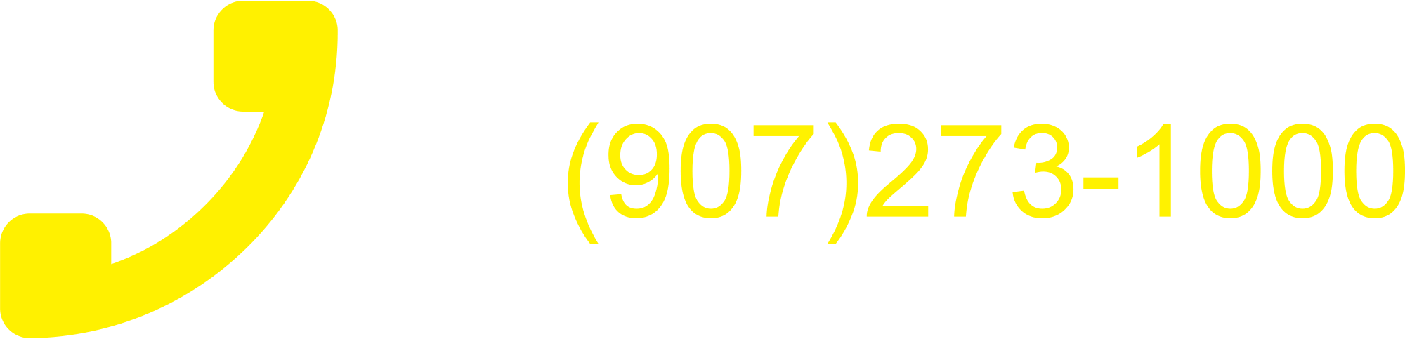 Yellow phone handset icon next to phone number text reading "(907)273-1000".