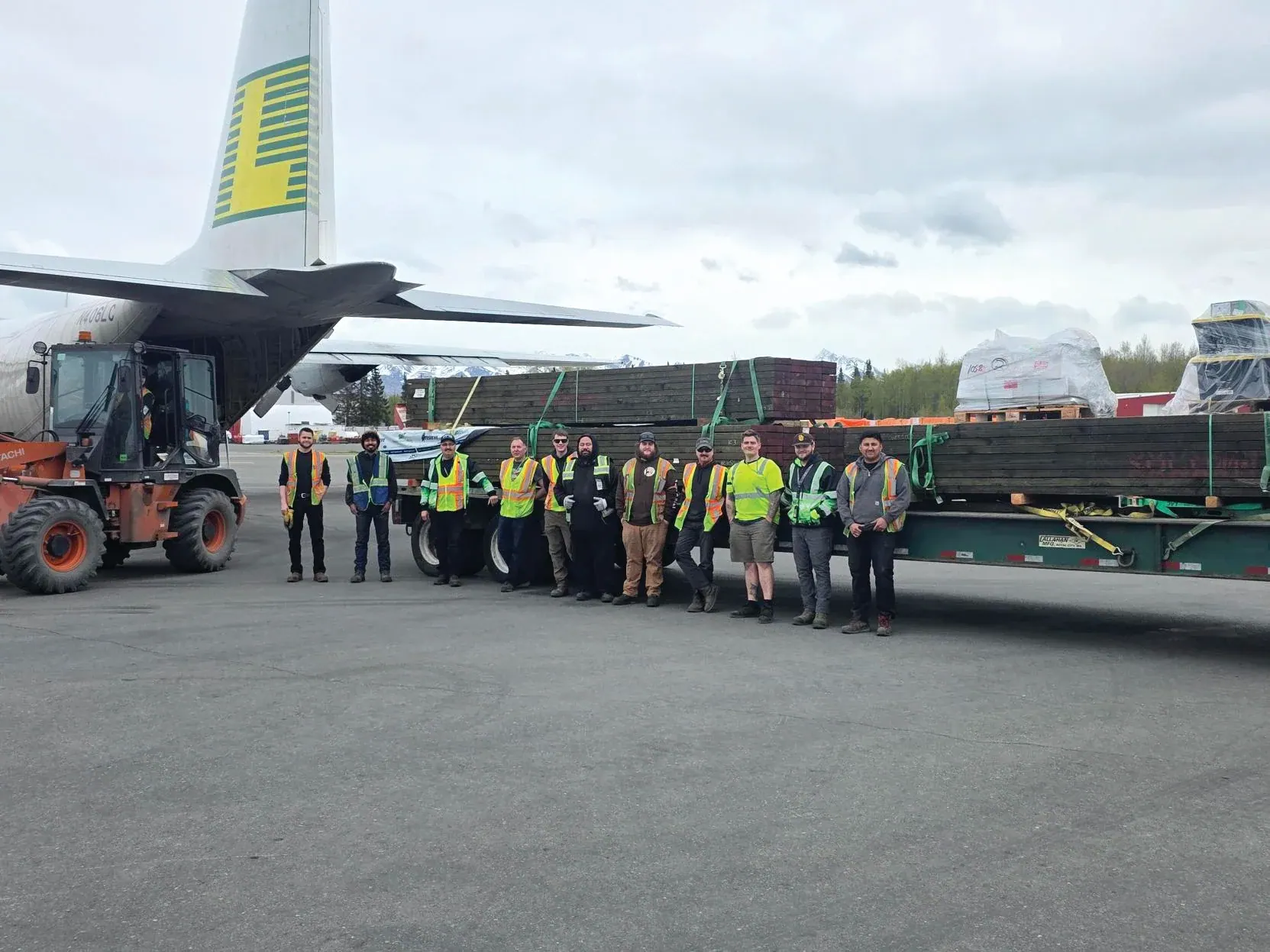Lynden employees helped move construction materials in support of Typhoon Halong relief efforts.