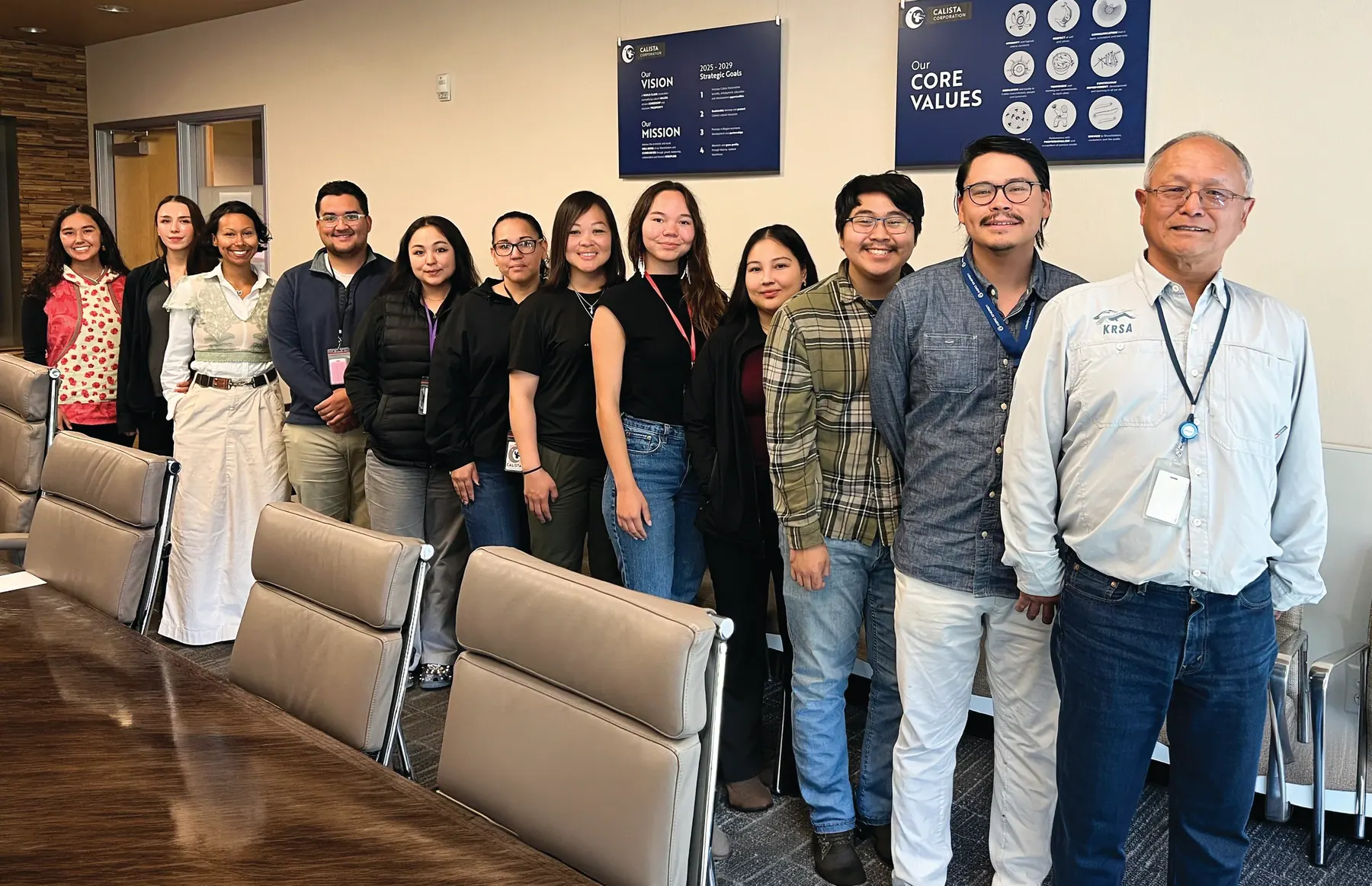 2025 Calista Interns with Calista Corporation President/CEO Andrew Guy.