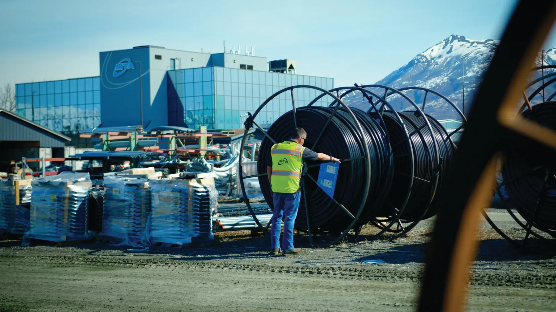 Fiber optic cable awaits deployment at MTA’s Palmer campus.